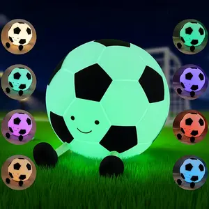 1 Football Night Light - Soft Silicone Light Strip with Timer, 7-Color Rechargeable Kids Room Decoration, Football Match Atmosphere Light, Holiday Gift, Birthday Gift for Boys and Girls
