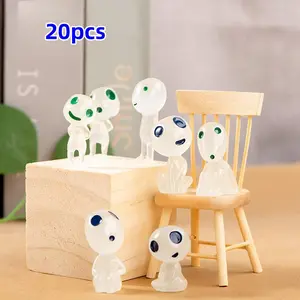 Random Color & Styles Glowing Ghost Micro Landscape Ornament, Cute Cartoon Figurine, Miniature Garden Decorations for Outdoor, Holiday Potted Plant Decoration for Party