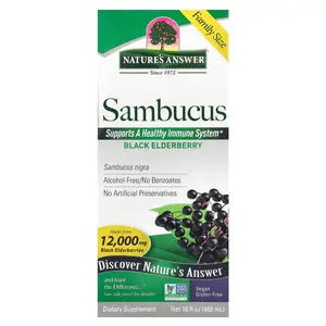 Nature's Answer Sambucus, Black Elderberry, Alcohol-Free, 2,500 mg, 16 fl oz (480 ml)