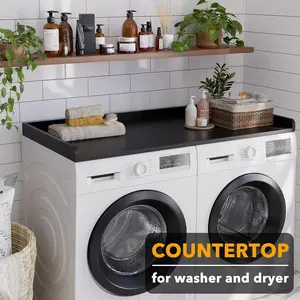 SpaceAid Washer Dryer Countertop, Laundry Wood Shelf Topper with Edge, 54" Width x 27.5" Depth Cover Guard Organizer for Washer and Dryer Laundry Hamper Counter Storage Organization