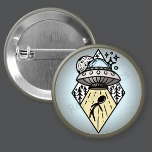 UFO Night Sky: Beam Me Up - 1.5" or 2.25", Pin or Magnet