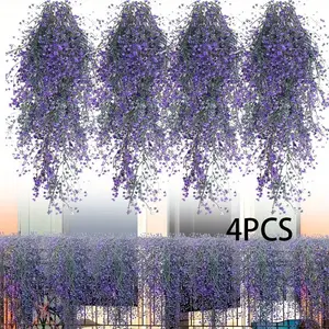 4PCS Artificial Hanging Plants Fake Vines Wall Hanging Faux Ferns Leaves Greenery for Spring Home Garden Wedding Party Indoor Outdoor Easter Decorations