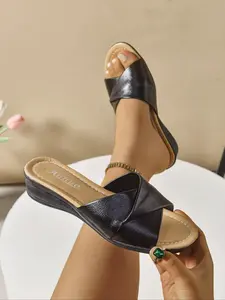 Women's Fashionable Solid Color Platform Slingback Open Toe Sandals, Casual Comfortable Wedge Sandals for Summer, Summer Style Sandals, Female All-match Round Toe Sandals for Daily Wear, Walking Shoes