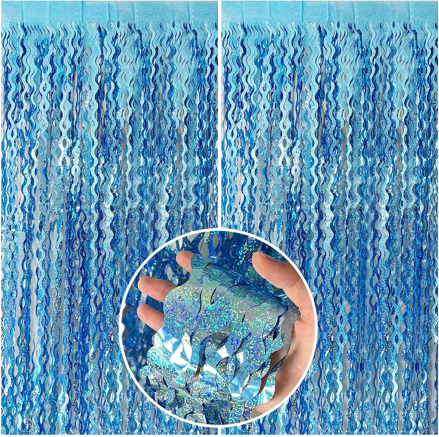 Metallic Tinsel Fringe Curtain Backdrop – Sparkle Wavy Foil for Birthday Wedding Graduation Party, Photo Booth Props Decorations