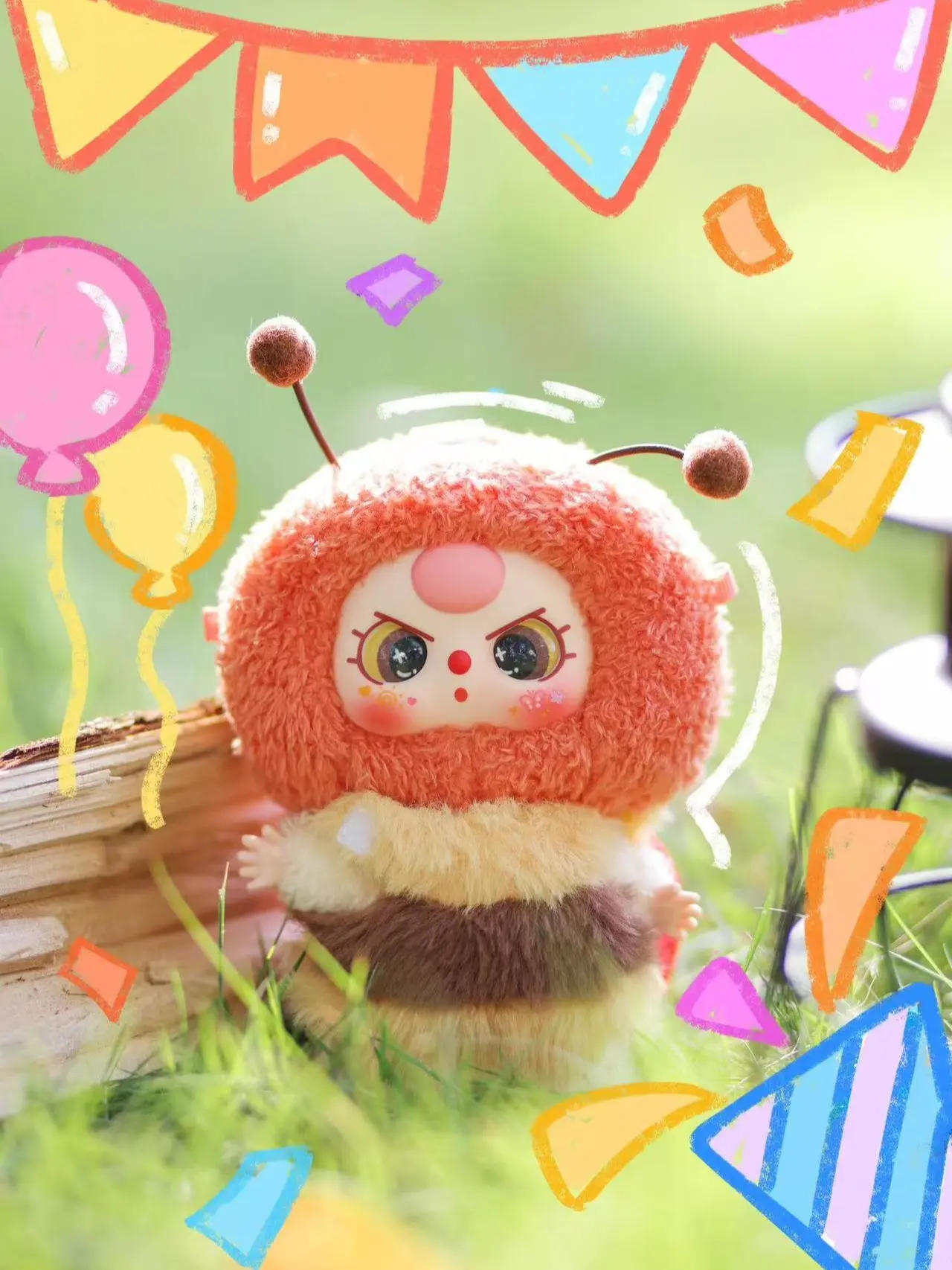 KXX-（09）Baby three-Elf Plush blind Box（4 hair colors- 6 expressios- 6 facial doodles ）
