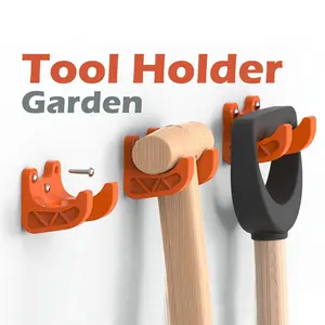 3pcs Garden Tool Holder 35mm Diameter Broom Shovel Rake Hooks Wall Mount Screw Fixed Storage Rack Durable Plastic Multi-Functional Space Saving Organizer Wall Mounted Organizer
