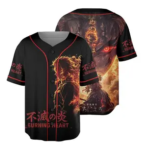 Neko Jerseys Club Kyojυro Rengokυ Demon Slayer Jersey Infinity Castle Anime Oversize Unisex Baseball Top All-Over Print 100% Polyester Warp Knitted Fabric