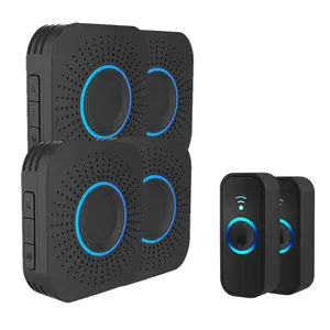 Wireless doorbell, battery-powered kit, high-volume Waterproof Mini doorbell, 1,000ft Range 110dB Mute Mode 32  Chime, 5 Volume Adjustment levels, IP55 Waterproof Doorbell,Colorful LED Flashing and Silent Function, For Home/Classroom/Office door bell
