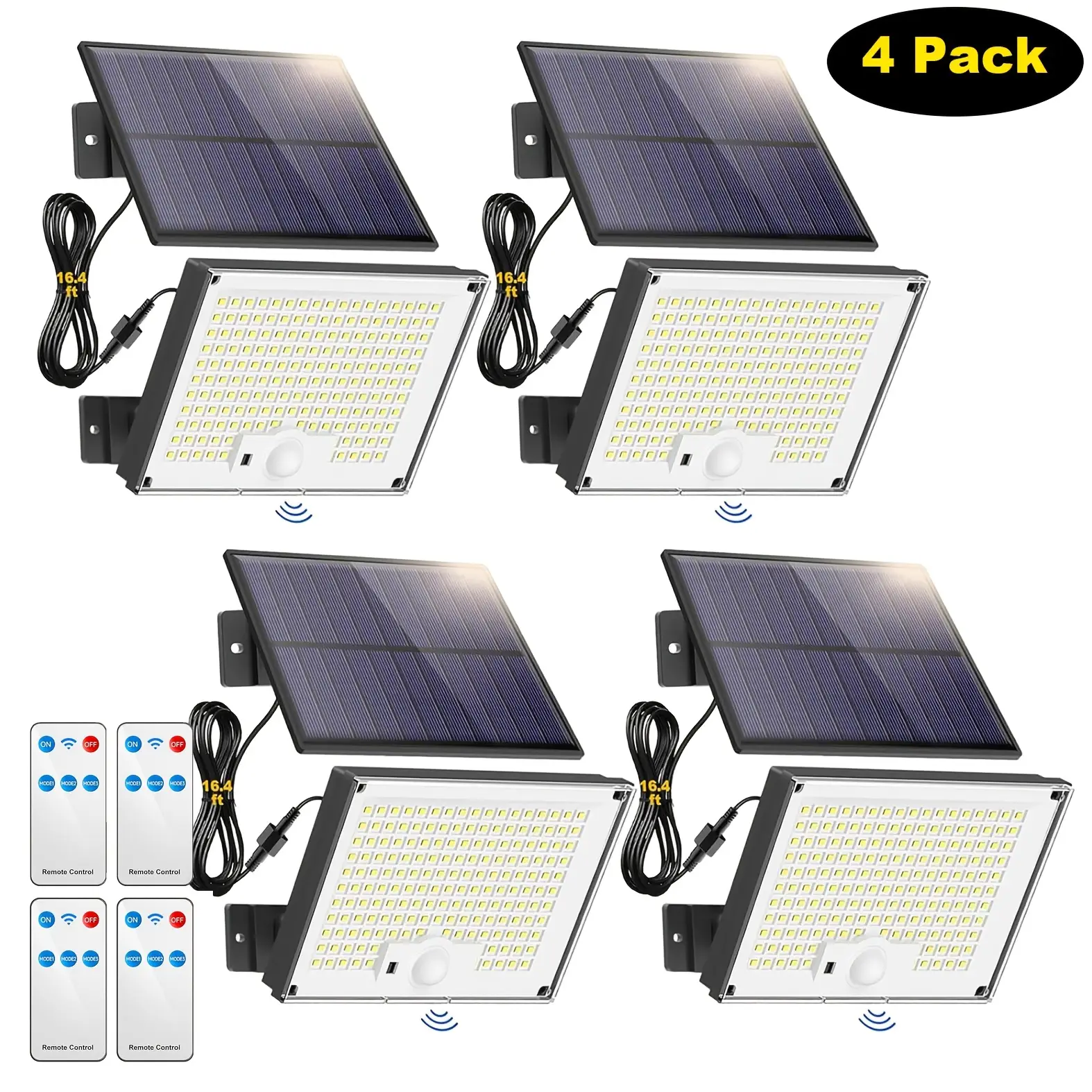4/2/1 Packs Solar Flood Lights Outdoor, Motion Sensor Security Lights with Remote Control, IPX5 Auto Dusk to Dawn Lighting for Patio, Garage, Yard - W