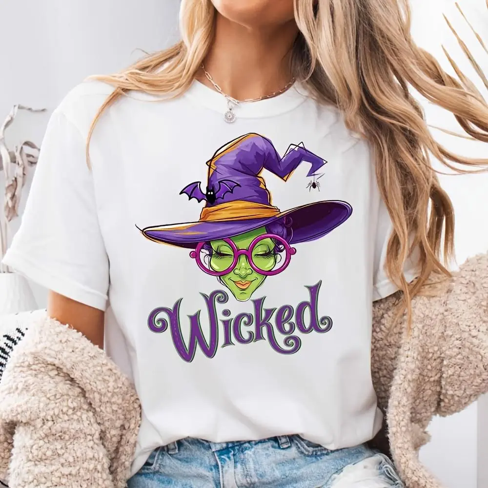 Wicked Witch Graphic And Text, Women's T-Shirt, Halloween Holiday Theme, Casual Daily Wear