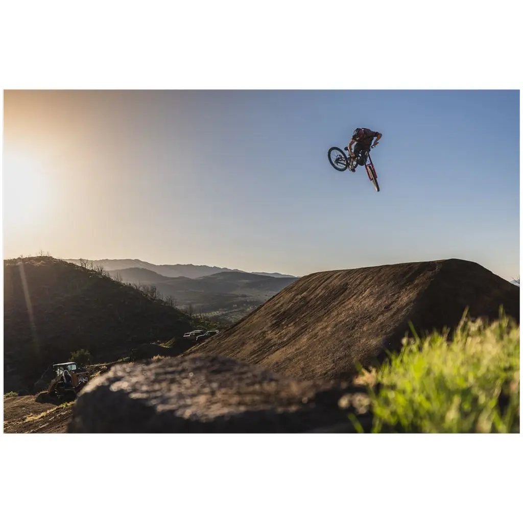 Hayden Zablotny Sunset Whip Freeride Mountain Biking Poster - MBT Art Print - Premium Quality Print Award Winning Artwork for Biking Enthusiasts and Extreme Sports Fans by Ryan Cleek