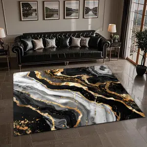 Marble Pattern Floor Mat, Non-slip Soft Floor Carpet, Decorative Area Rug, Decorative Carpet for Home Living Room Bedroom Hotel
