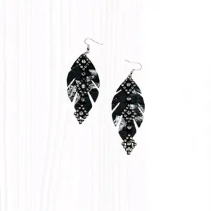 'Destiny' Black & Silver Handmade Leather Earrings