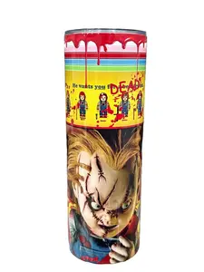 Chucky - He Wants You Dead - 20oz oz 20 oz. 20oz. Skinny Sublimation Tumbler - Amy's Tumbler Junkies - Your Favorite Tumbler Shop!