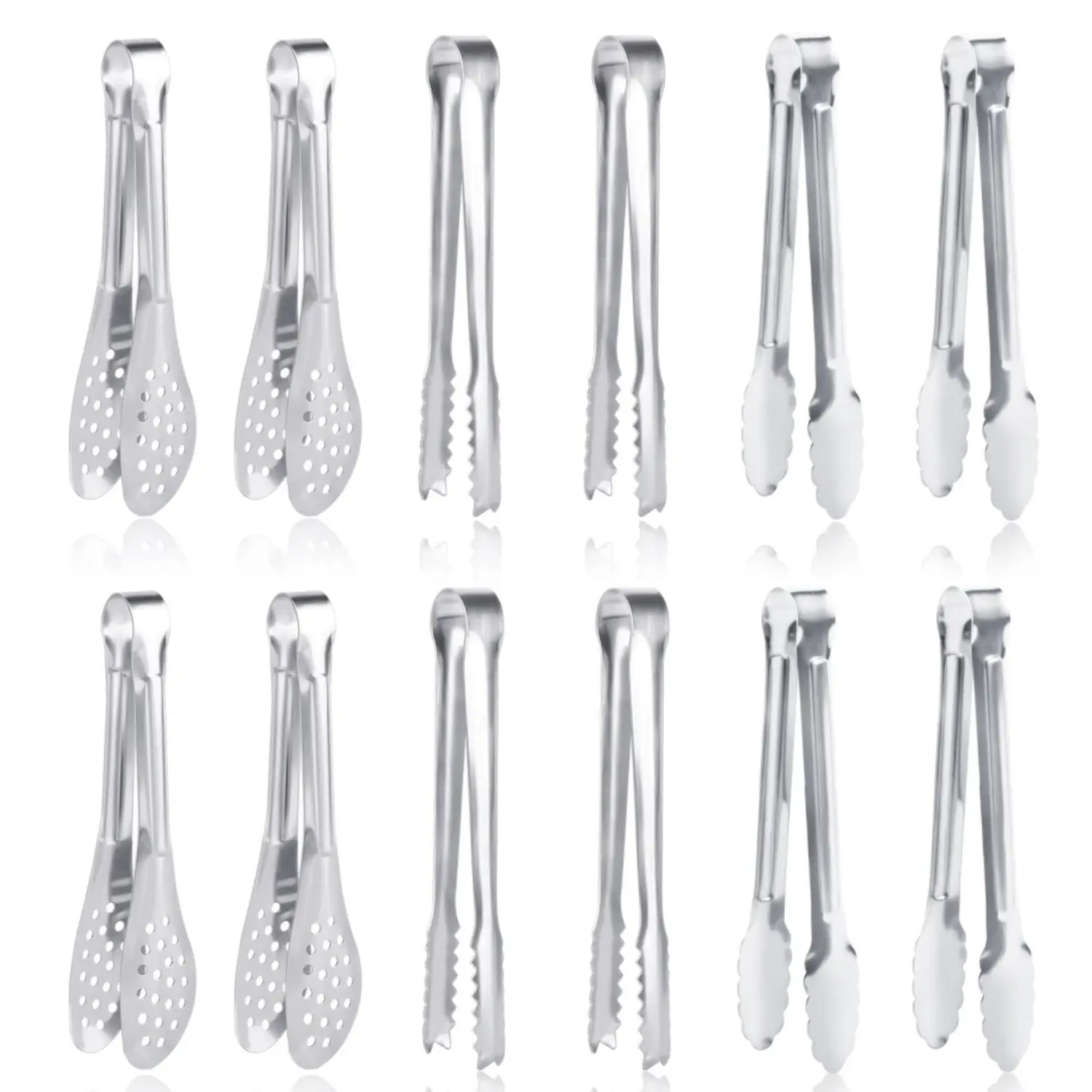 12 Pack Premium Small Serving Tongs, Dmoera Mini Stainless Steel Appetizer Tongs, 5.1Inch (12.7cm)
