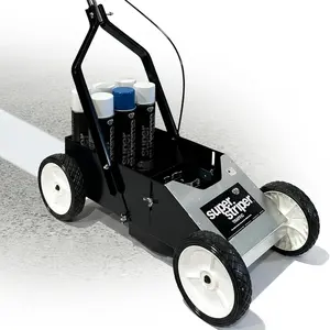 Fox Valley Traffic Super Striper Parking Lot Line Striping Machine Starter Kit - (12 Cans + 1 Machine) 10 White - 2 Blue & Traffic Striping Machine