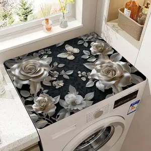 Floral Pattern Washing Machine Dust Cover Mat, 1 Count Modern Quick-dry Absorbent Tabletop Pad, Suitable for Laundry Room