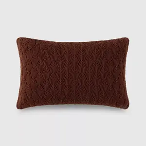 Jeremiah Brent Home 20"x12" Cotton Knitted Pointelle Lumbar Accent Pillow Raisin