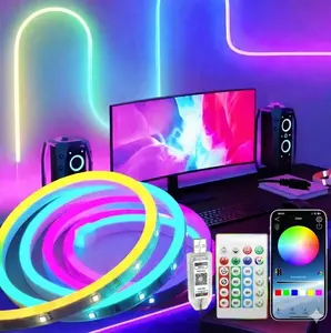 16ft Neon LED Strip Lights, Smart IC RGB Neon Rope Lights with App & Remote Control Timer – Waterproof Music Sync Color Changing LED Lights for Bedroom Room Décor