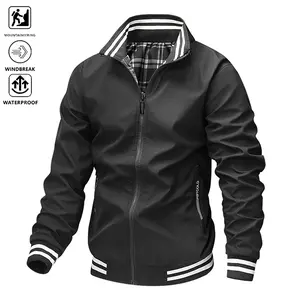 Men's Waterproof Windbreaker Jacket with Stylish Striped Details, Perfect for Hiking & Casual Wear