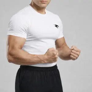 TEINX Men's Athletic Compression T-Shirt - White Short Sleeve Crew Neck for Sports & Fitness