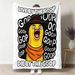 1pc Goop Cowboy Flannel Blanket, Soft Warm Funny Meme Throw Blanket, Cozy Plush Goop Character Blanket, Ideal for Sofa Couch, Joke Gift, Friend Birthday Present 50"x60"