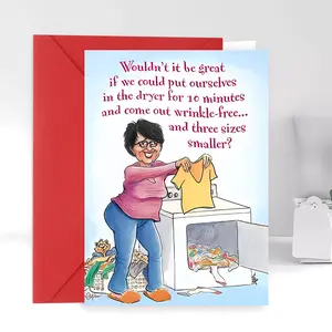 Funny Birthday Card with Woman on Dryer Quote - Perfect for Family & Friends, Celebration Greeting