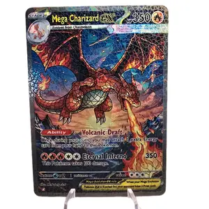 Mega Charizard ex King of the Dragons! Eternal Inferno Stained Glass Design Standard Size and Back Edge to Edge Fractal Glass OR Bubble OR Starry Holo Finish (YOU PICK!) NEW Textured Option!