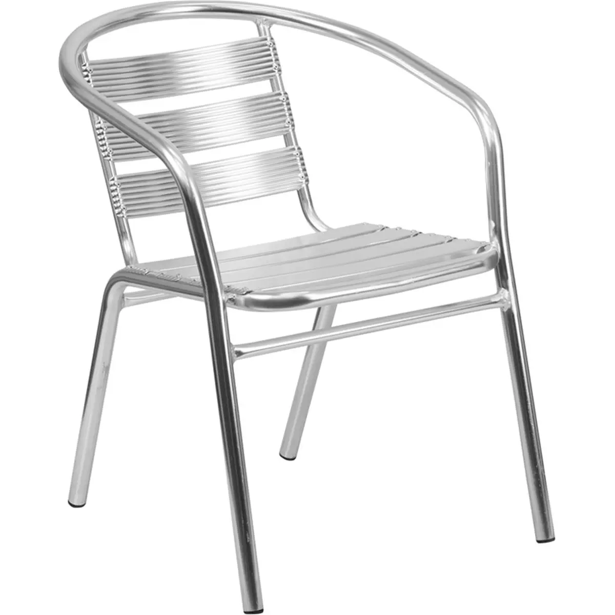 Flash Furniture 212 MAIN Heavy-Duty Commercial Aluminum Stackable Chair - Lightweight, Triple-Slats Back, Support Bar, Curved Construction, Protective Plastic Feet, Space-Saving, Indoor Restaurant/Home Patio Use