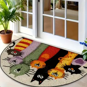 1 cartoon cat doormat, doormat, machine washable, decorative mat for kitchen, living room and bedroom, Animal Printed Rug