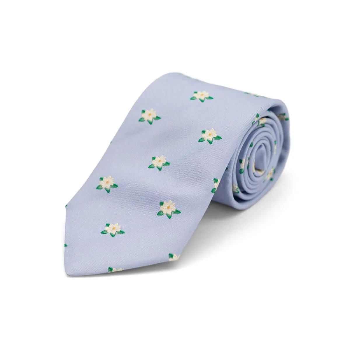 Magnolia Flower Necktie - Periwinkle