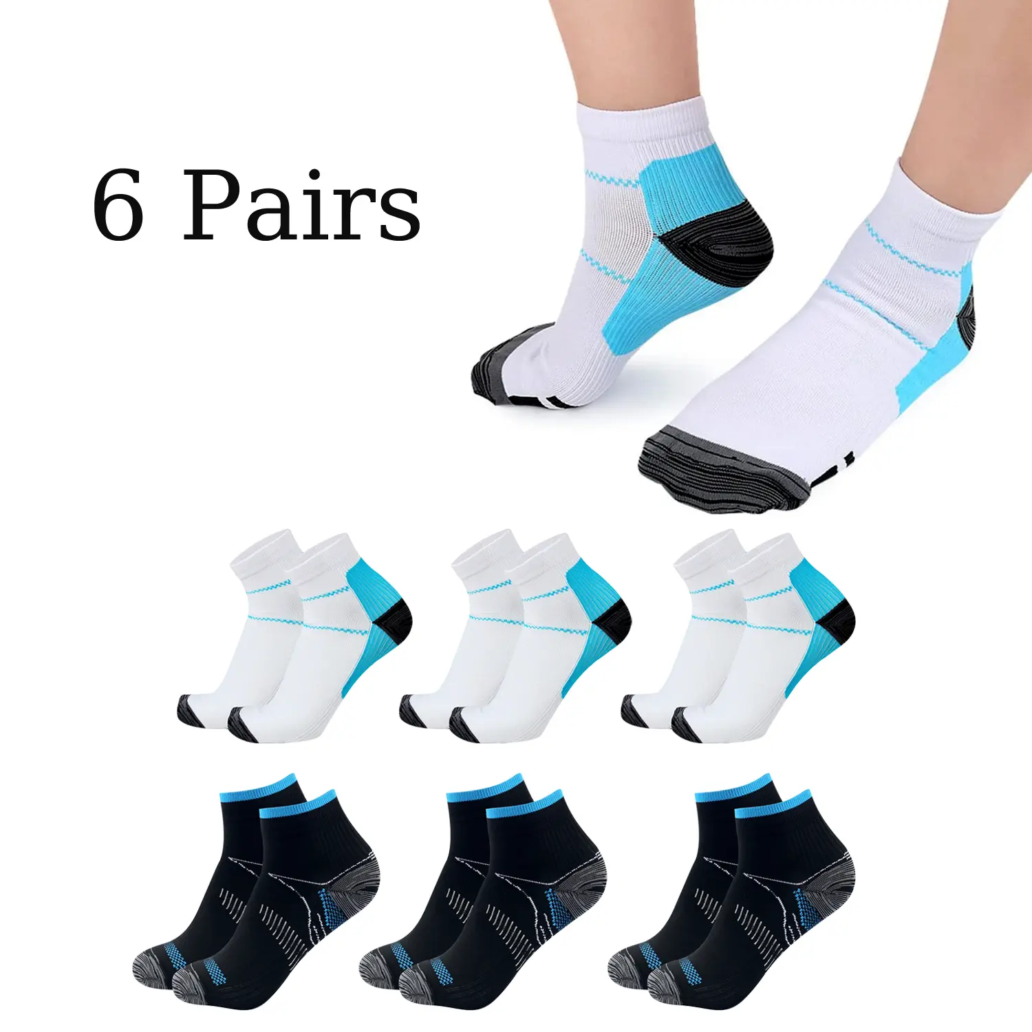 Breathable Compression Ankle Socks for Men & Women – Soft, Moisture-Wicking, Cushioned Sole, Perfect for Running, Hiking, Cycling, and Daily Commute backtoschool