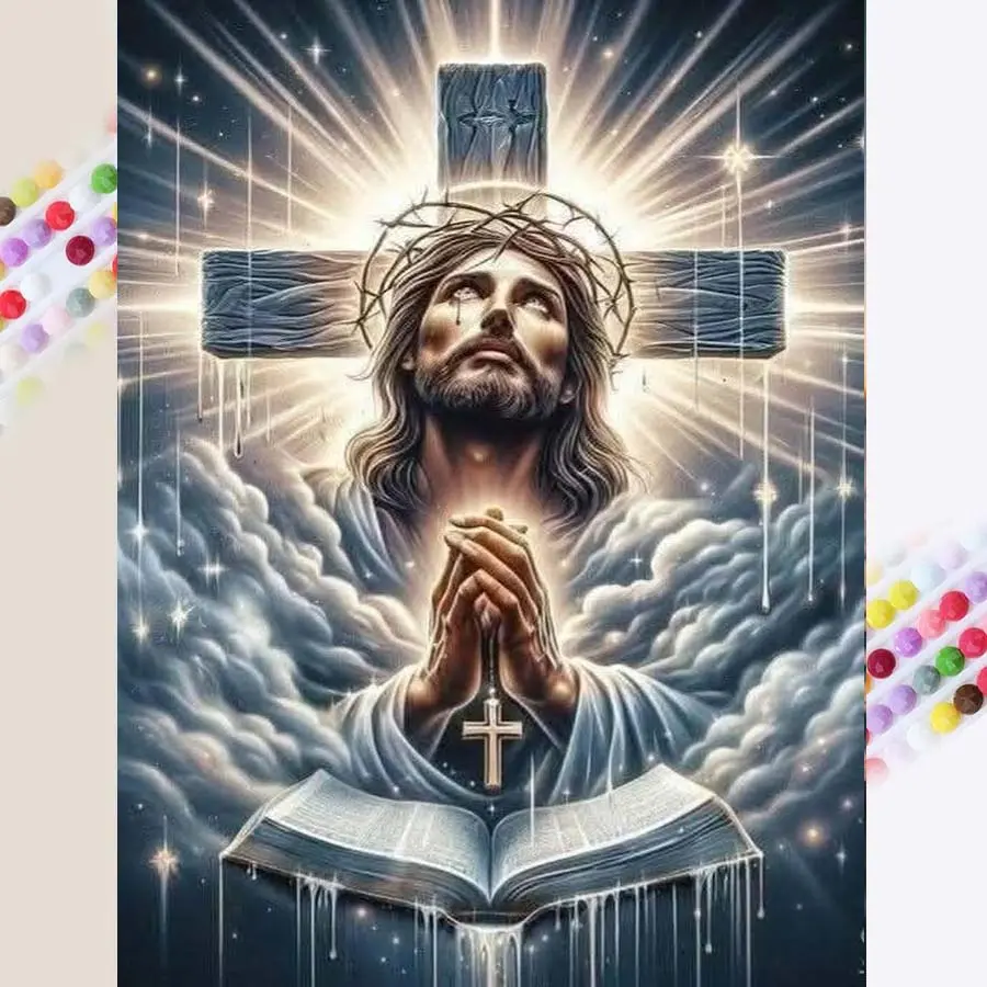 1 set DIY diamond painting kit, 5D diamond art kit, DIY decoration cross, prayer, book. Mosaic, diamond art, DIY art home decor.