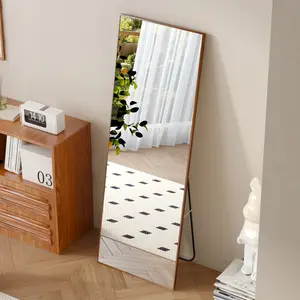 High end and high-quality,Full body mirror, floor mirror,Clean and beautiful solid wood frame full-length mirror, dressing mirror, bedroom porch, decorative mirror, clothing store, floor standing large mirror, wall mounted.65 "* 23" Glass Border