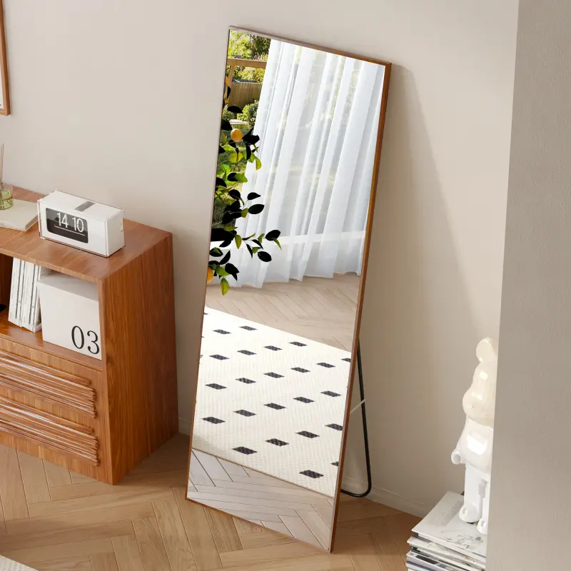 Clean and beautiful solid wood frame full-length mirror, dressing mirror, bedroom porch, decorative mirror, clothing store, floor standing large mirror, wall mounted. 65 "* 23"Simple, fashionable, and modern style designfor Home Decor Traditional Border