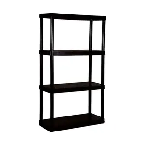 Gracious Living 91021 Solid Plastic Shelving with 4 Plastic Medium Duty Black