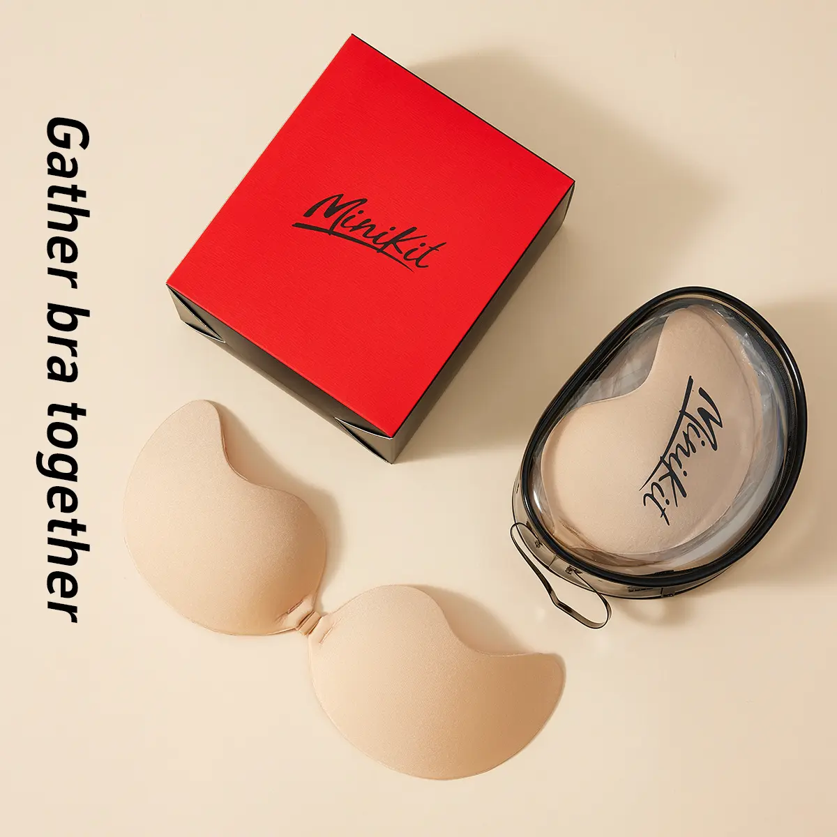 Minikit Adhesive V-bra, Invisible push up sticky braWomenswear wireless bras for women Comfort BasicMinimalist Skin Vneck straplessbra wireless bras for women Outdoorfun