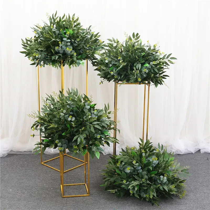 A7606 2-Piece Silk Fabric Artificial Floral Ball Set, 60x40cm Outdoor Centerpieces, Party Decor for Wedding Supplies, Home Decorative Flowers
