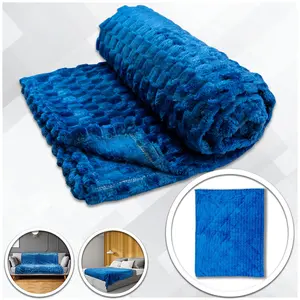 Blue Turtle Shell Design Soft Plush Material Blanket, 50x60in Solid Color Bedding Throw, Turtle Shell Pattern