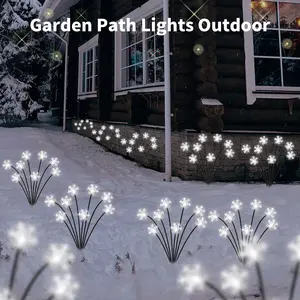Set of 4 Snowflake Solar Christmas Decorations, 8 Modes Solar Swaying Garden Lights, Solar Landscape Pathway Stake Lights, Outdoor Solar Christmas Lights Decor, Upgraded Base on Solar Firefly Light