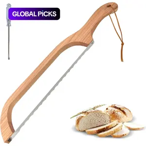 Wooden Bread Slicer, Bread Knife and Screwdriver, Stainless Steel Serrated Bread Cutter for Bagels, Baguettes and More, Kitchen Cutting Utensils, Kitchenware #GLOBAL PICKS