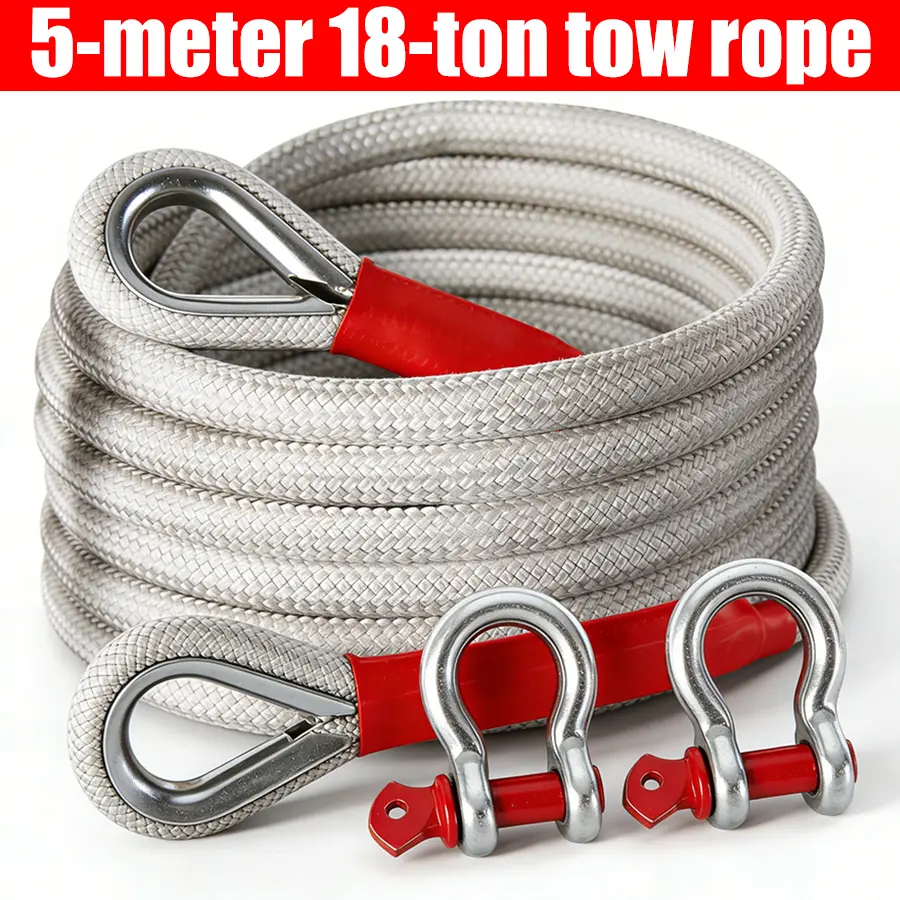 Kinetic Recovery Tow Rope, 40000 Lbs (16.5ft with  Shackle) Extreme Duty 35% Elasticity Energy Offroad Snatch Strap, Vehicle Recovery Kit for Jeep Car Truck ATV UTV SUV