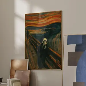 Funny Horror Movie Ghost Scream Print, Funny Design Horror Meme Wall Art, Decoration Items for Modern Home Decoration, Room & Home Decor