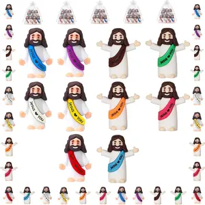 Jesus Loves You Figures 100 PCS, Multicolor Tiny Mini Little Jesus Figurines in Bulk, Miniature Figurines Little for Easter Egg Stuffers and Religious Gifts for Bible Study and Holiday Celebrations