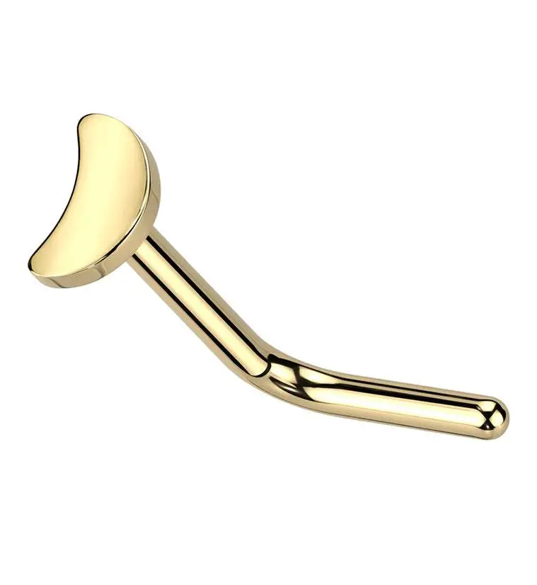 Gold PVD Half Moon Top L Bend Titanium Nose Ring