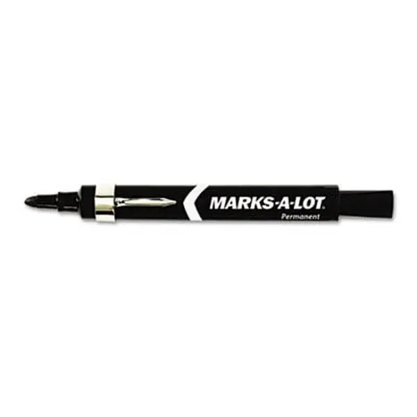 Avery 24878 Permanent Markers - 12-Pack, Large Bullet Tip, Black, Metal Clips, Quick-Drying, Rub-Resistant, Water-Resistant, Consistent Line Width, Low Odor, Bold & Easy Coloring, Everyday Use Marking Tool, Long Life