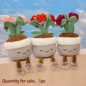 Rose Plant Plush Toy, Soft Stuffed Cuddly Gift, Soft Huggable Birthday Gift, Valentine's Day Decoration, Wedding Keepsake, Mother's Day Present, Unisex Decorative Item