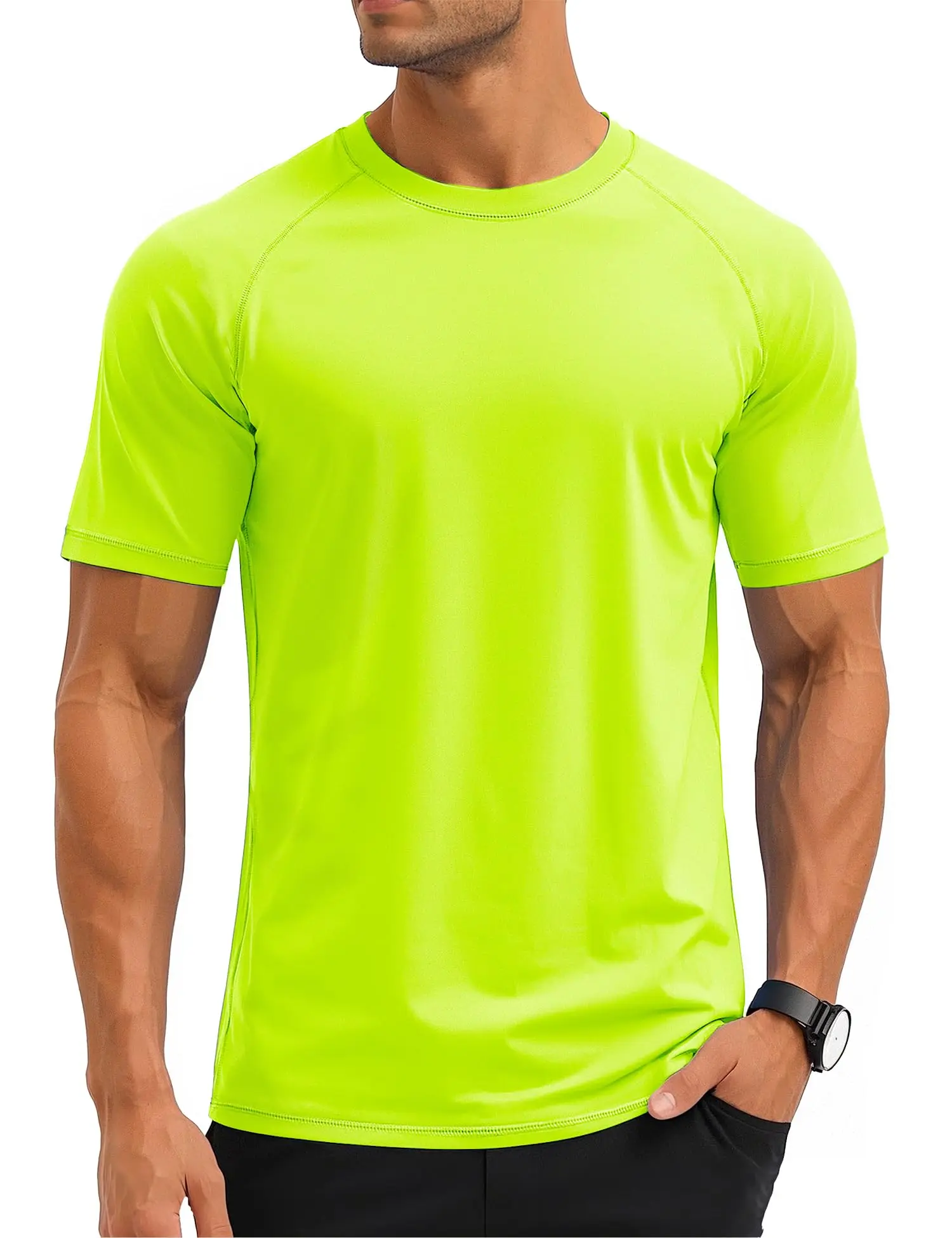 MAGCOMSEN Men's Rash Guard Swim Shirts UPF UV Short Sleeve Surf Water Shirt | UPF 50+, Sun Protection, Quick Dry, Nylon Fabric, Chlorine Resistant, Stretchy, Raglan Sleeves, Summer Swimming