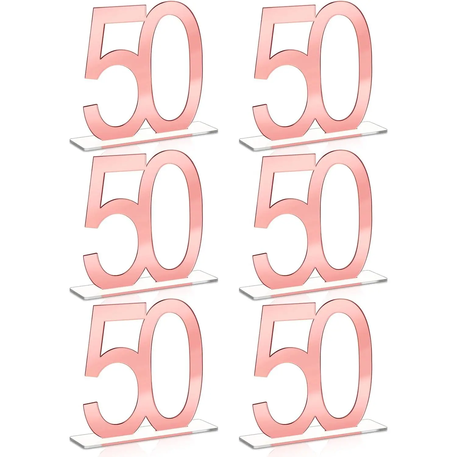 6 Pcs Mirror Rose Gold 50th Birthday Decorations for Men and Women Acrylic 50th Anniversary Decorations Table Numbers 50 Centerpieces Decorations for Birthday Party