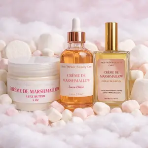 Signature Creme de Marshmallow Luxury Body Care Trio - Vanilla Fragrance, Sugar-Infused Fluffy Moisture Moisturizer